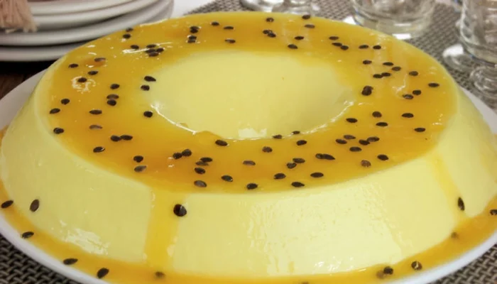 pudim de chocolate branco e maracujá