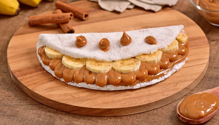 tapioca de doce de leite com banana