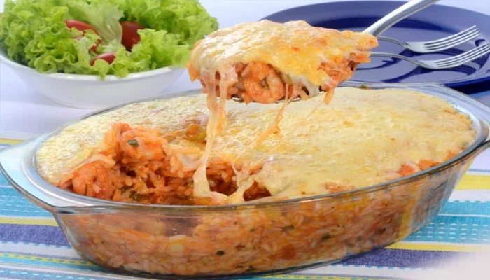 arroz de forno cremoso com queijo e requeijao
