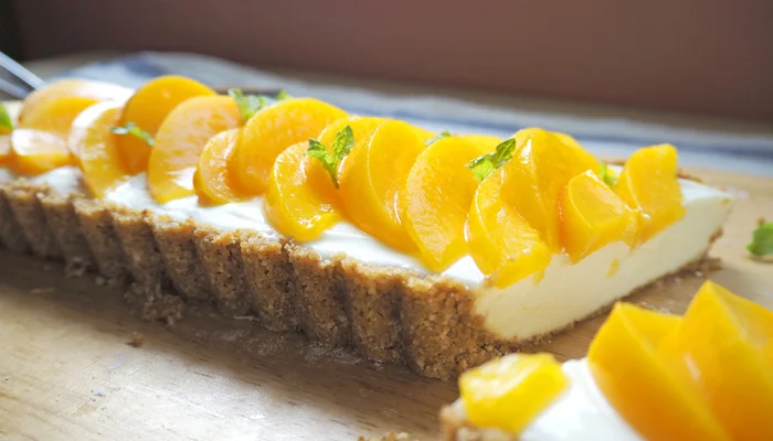 receita de torta de pêssego em calda