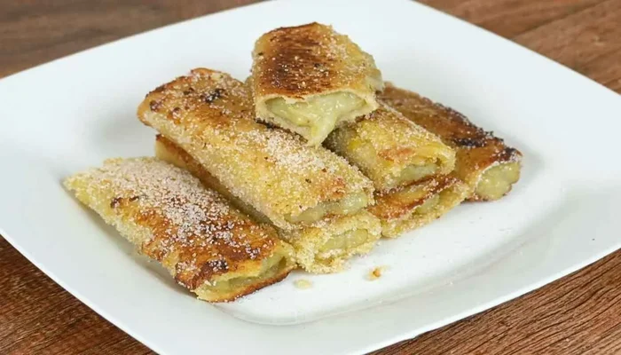 rolinhos de banana deliciosos e super fáceis de fazer