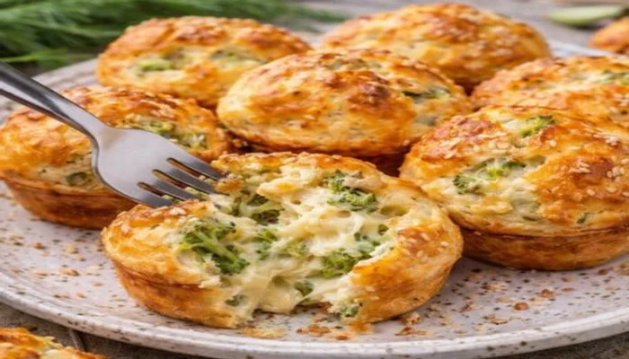 muffins salgados cremosos de queijo e brócolis